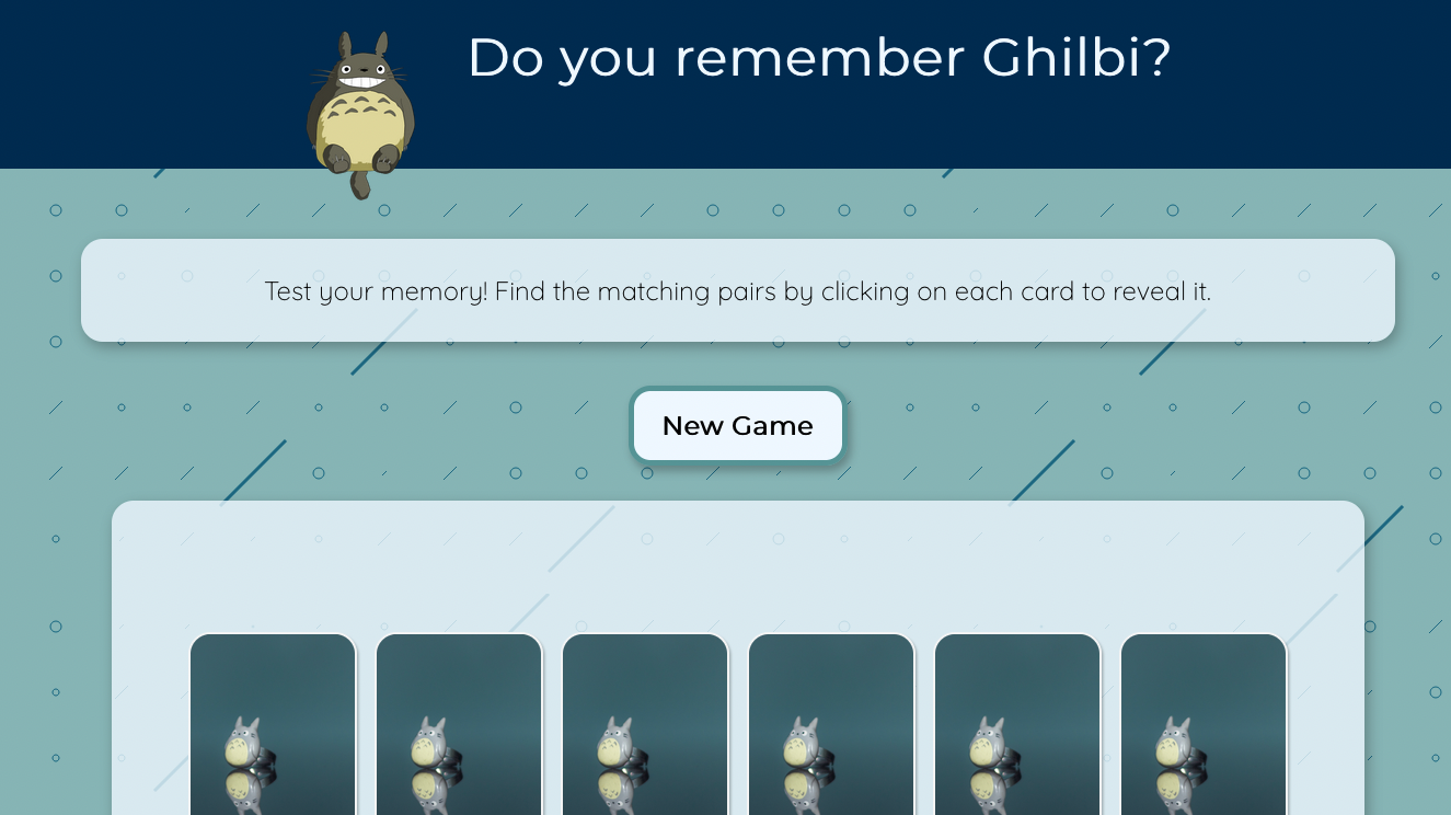 front page header of Ghibli Memory